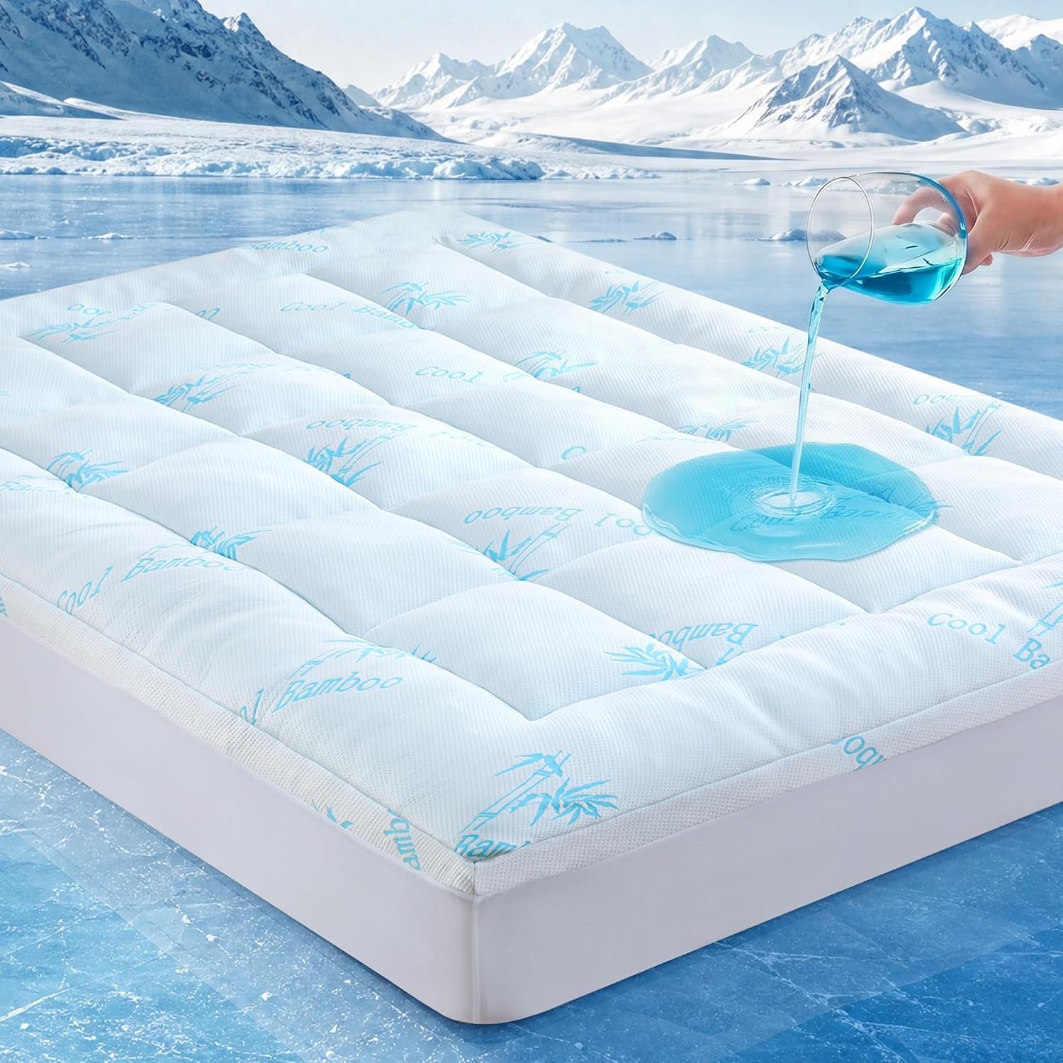 DOWNCOOL 100% Waterproof King Mattress Topper, Viscose Derived from Bamboo