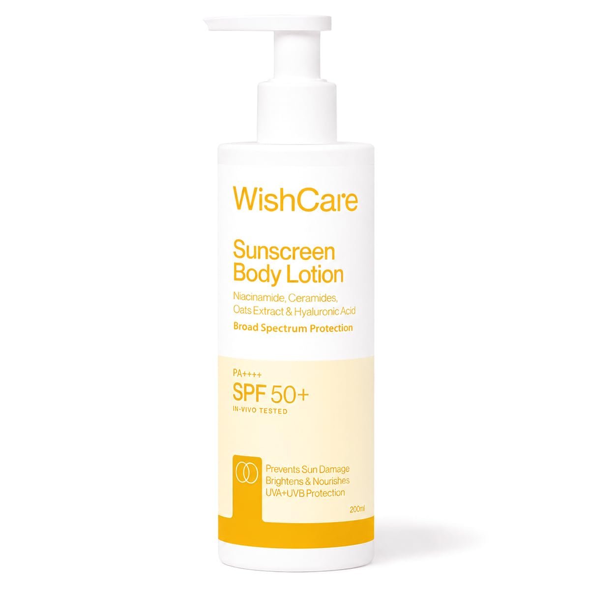 WishCare Sunscreen Body Lotion with SPF 50 PA+++ – Broad Spectrum UVA & UVB Protection, No White Cast, Enriched with Carrot Seed & Raspberry – Body Sunscreen Lotion 200ml (Indian Version)
