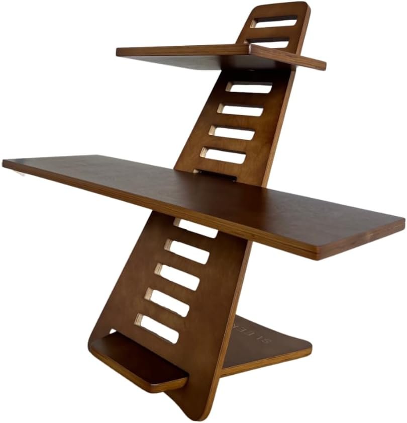 Sleekform Saint John Standing Desk Converter – Walnut, Includes Tote Bag