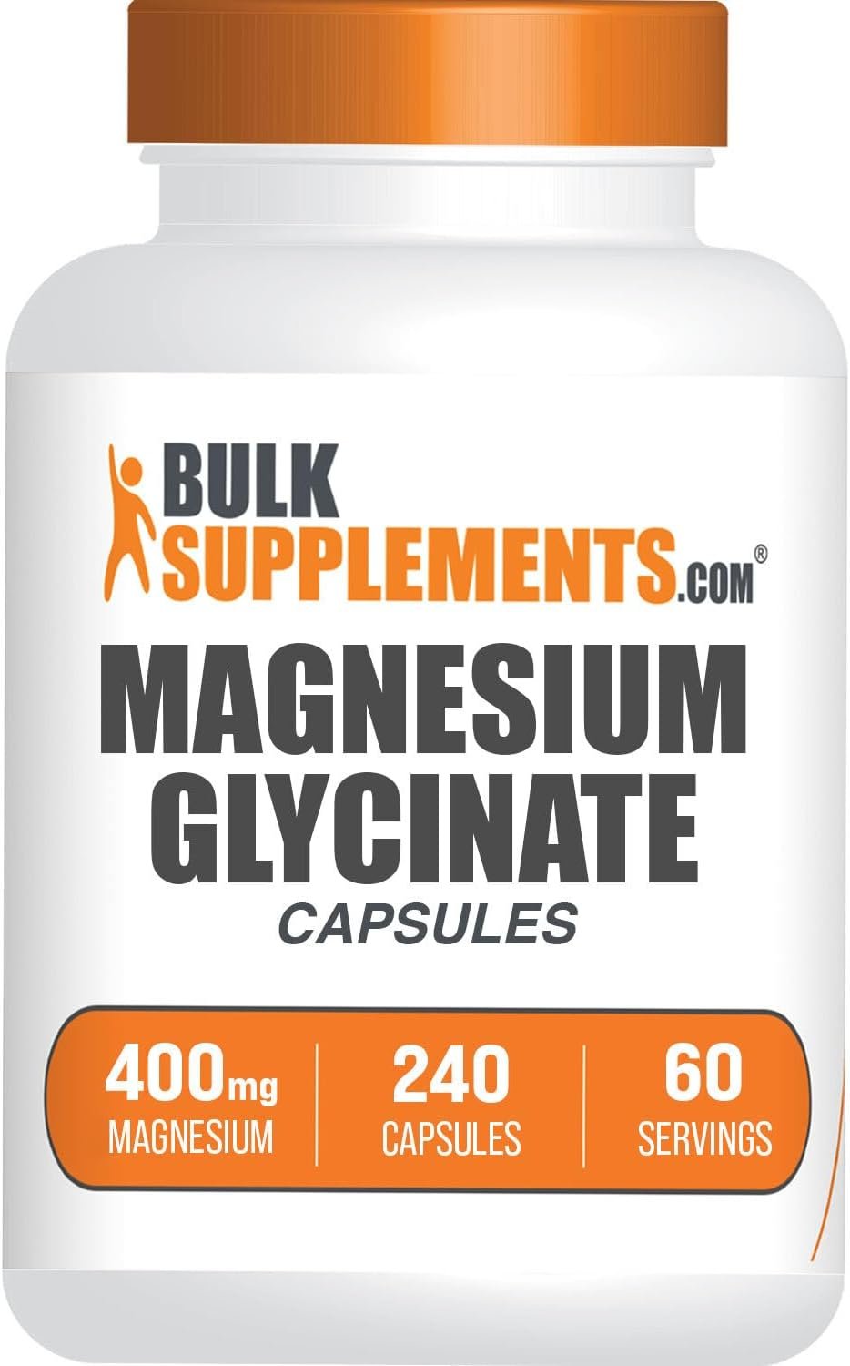 BulkSupplements.com Magnesium Glycinate Capsules – Magnesium Supplement, Highly Absorbed Form – Gluten Free, 4 Capsules per Serving (400mg), 240 Count (Pack of 1)