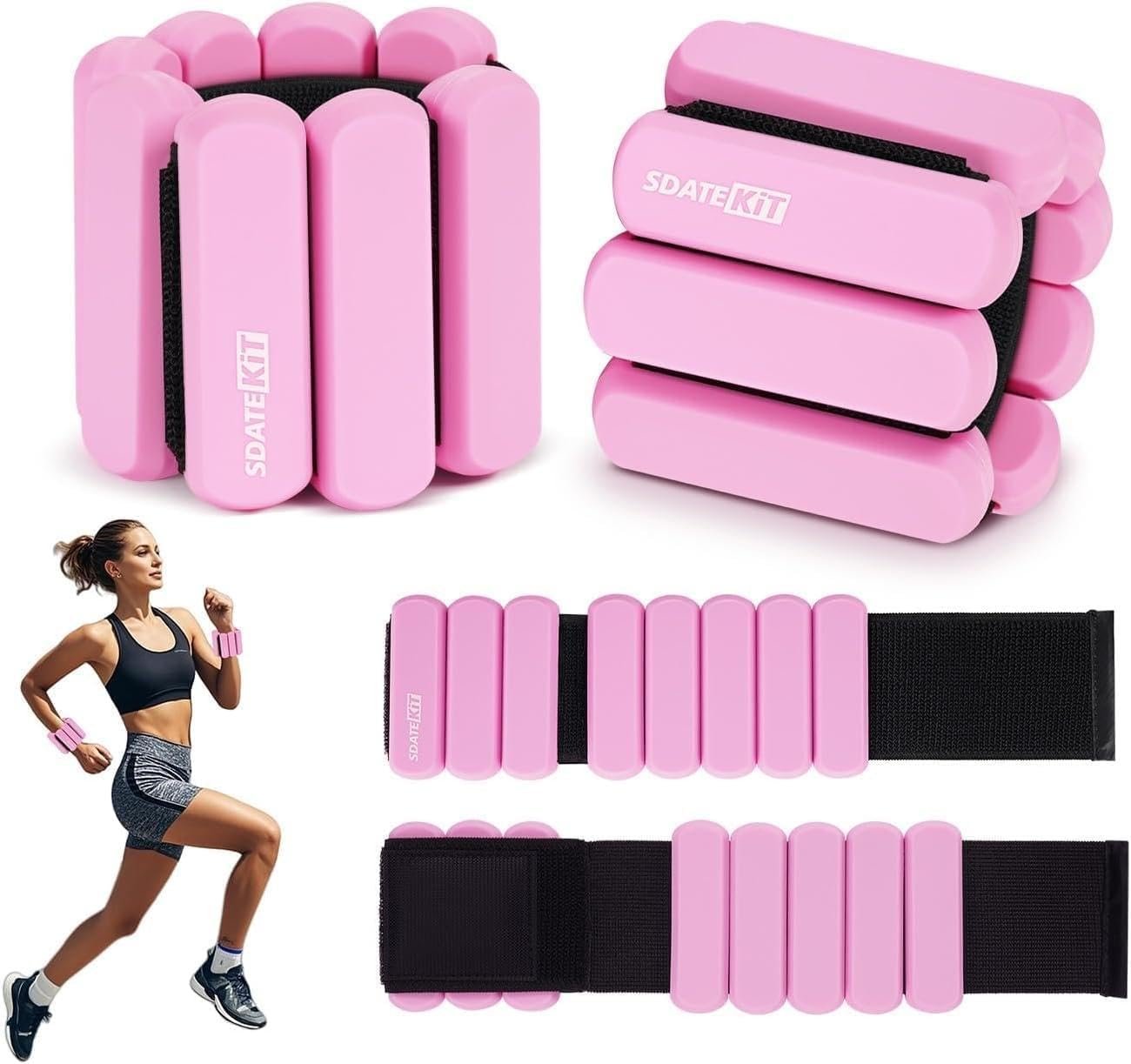 Wrist and Ankle Weights for Women & Men Set of 2 (1lb Each), Adjustable Silicone Wearable Arm & Leg Weights for Pilates, Gym, Yoga, Cardio, Strength Training