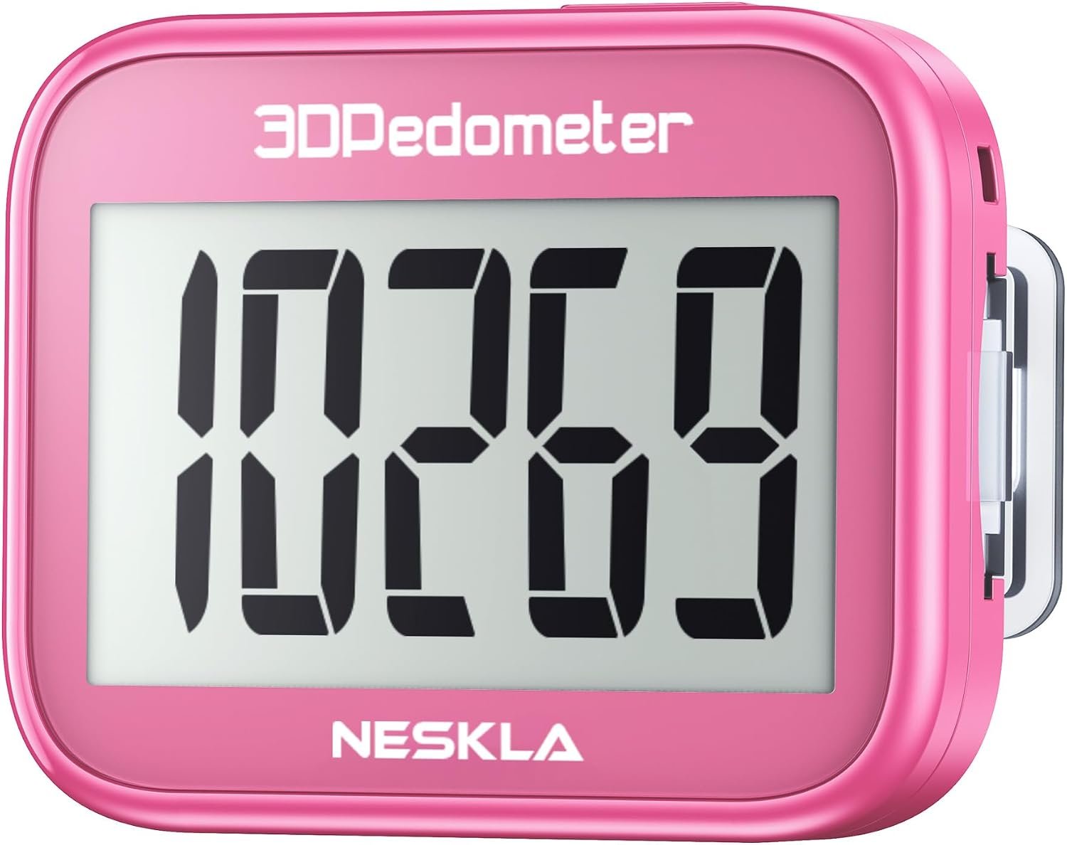 NESKLA 3D Pedometer, Simple Step Counter with Large LCD Display for Walking