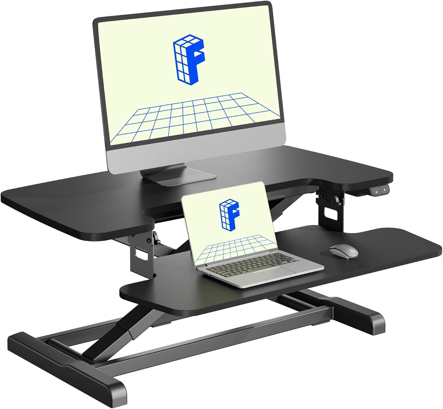 FLEXISPOT 32″ Electric Standing Desk Converter, Motorized Sit to Stand Desk Riser, Height Adjustable Desktop Monitor and Laptop Workstation with Wide Keyboard Tray, Black
