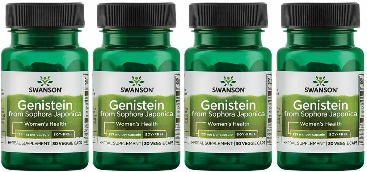 Swanson Soy-Free Genistein Supplement, 125 mg, 60 Vegan Capsules, 4 Pack
