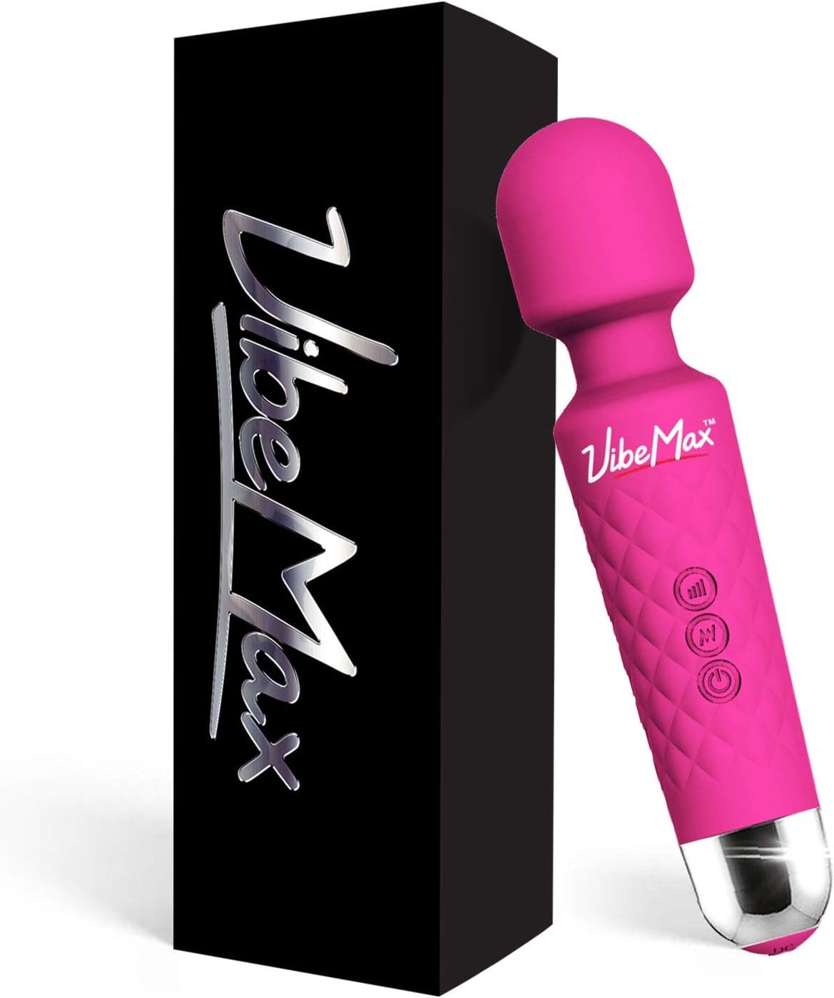 VibeMax Rechargeable Personal Massager – Powerful Multi Speed Vibration – Whisper Quiet – Waterproof – for Muscle Tension Relief – Pink