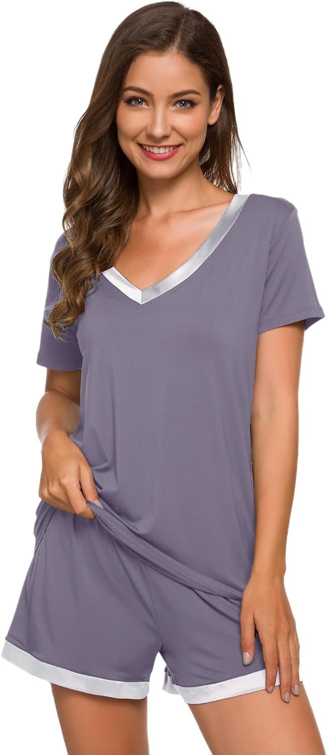 WiWi Bamboo Viscose Womens Pajamas Cooling Sleepwear for Hot Flashes S-4X