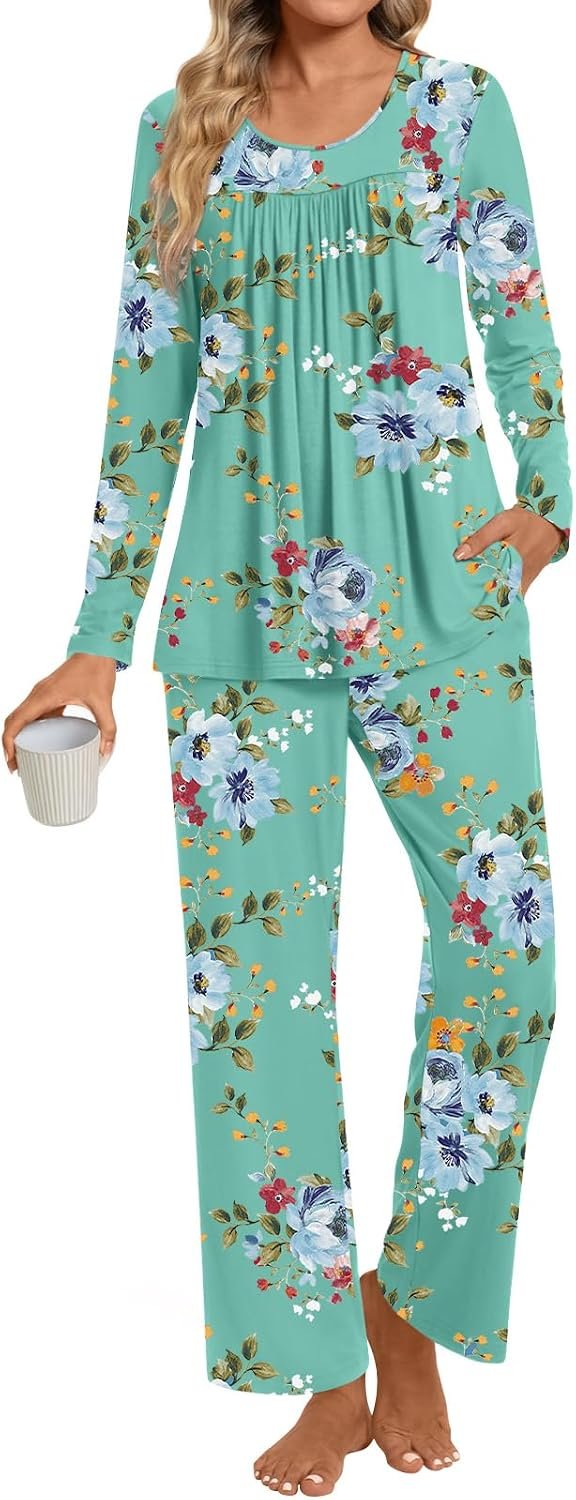 TAOHUADAO Womens Pajama Set 2 Piece Pj Set Fall Sleepwear with Pocekets