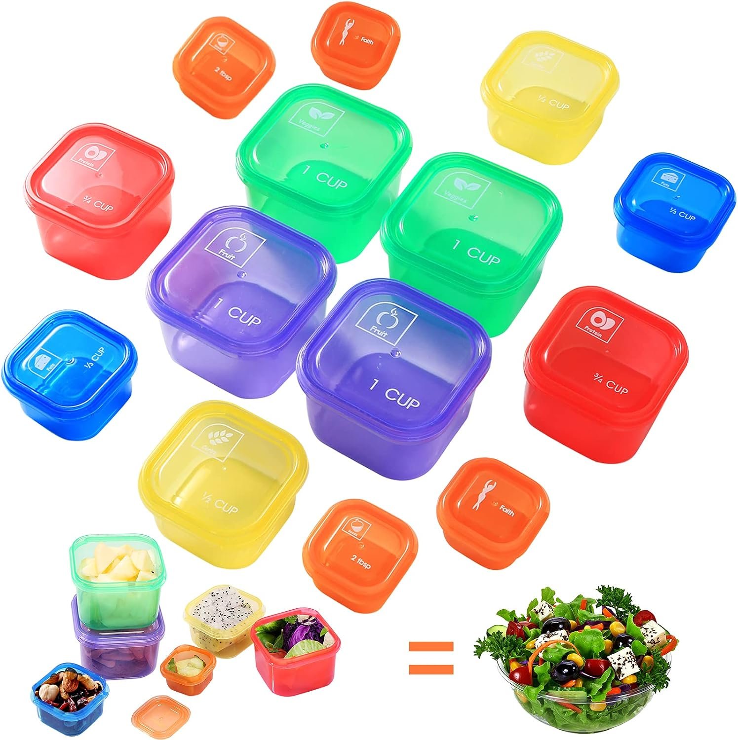 7Pcs Portion Control Container Kit, 21 Day Fix Containers