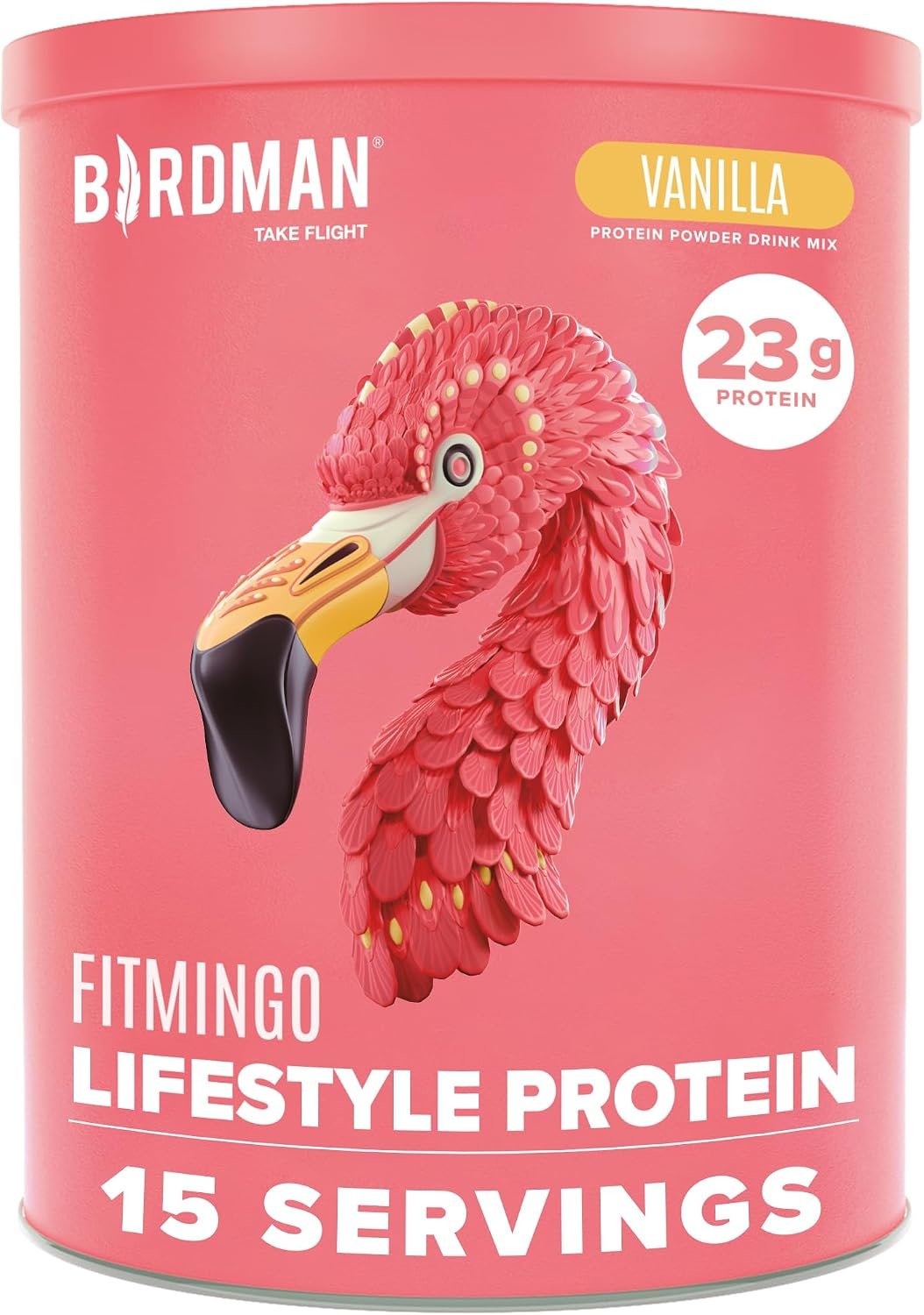 BIRDMAN Fitmingo Vegan Protein Powder with Inositol, Collagen Boosters, Hyaluronic Acid and Vitamins | Low Carb, Dairy Free, Low Calorie | 23g Plant Based Vanilla Protein Powder with Myo-Inositol
