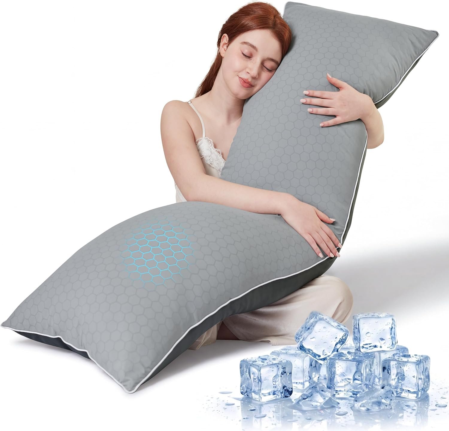 YZ HOME Cooling Body Pillow for Adults,Cold Touch Fabric(Dark Grey,20″x54″)