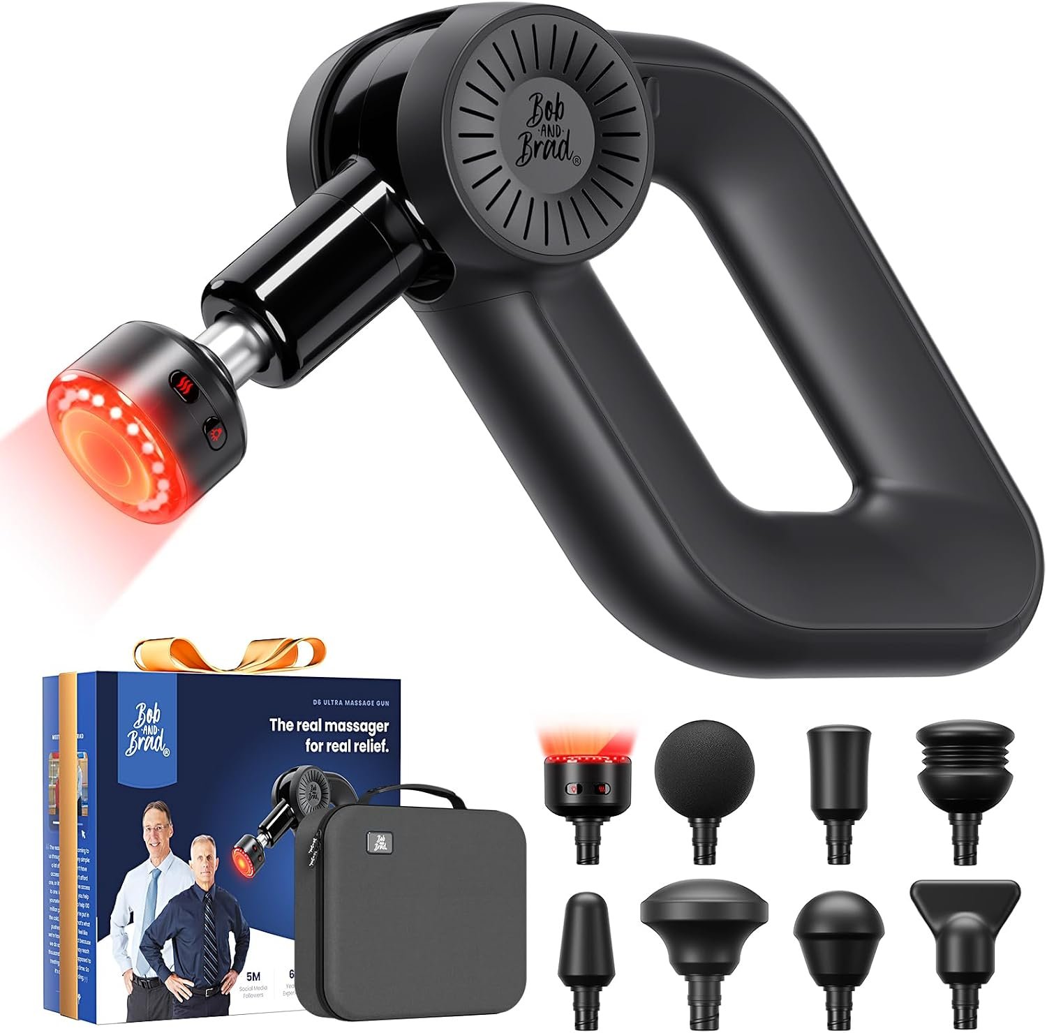 BOB AND BRAD D6 Ultra Massage Gun with Infrared Light, Deep Tissue Percussion with 16mm Amplitude, Professional Muscle Massager for Athletes, Electric Handheld Massager