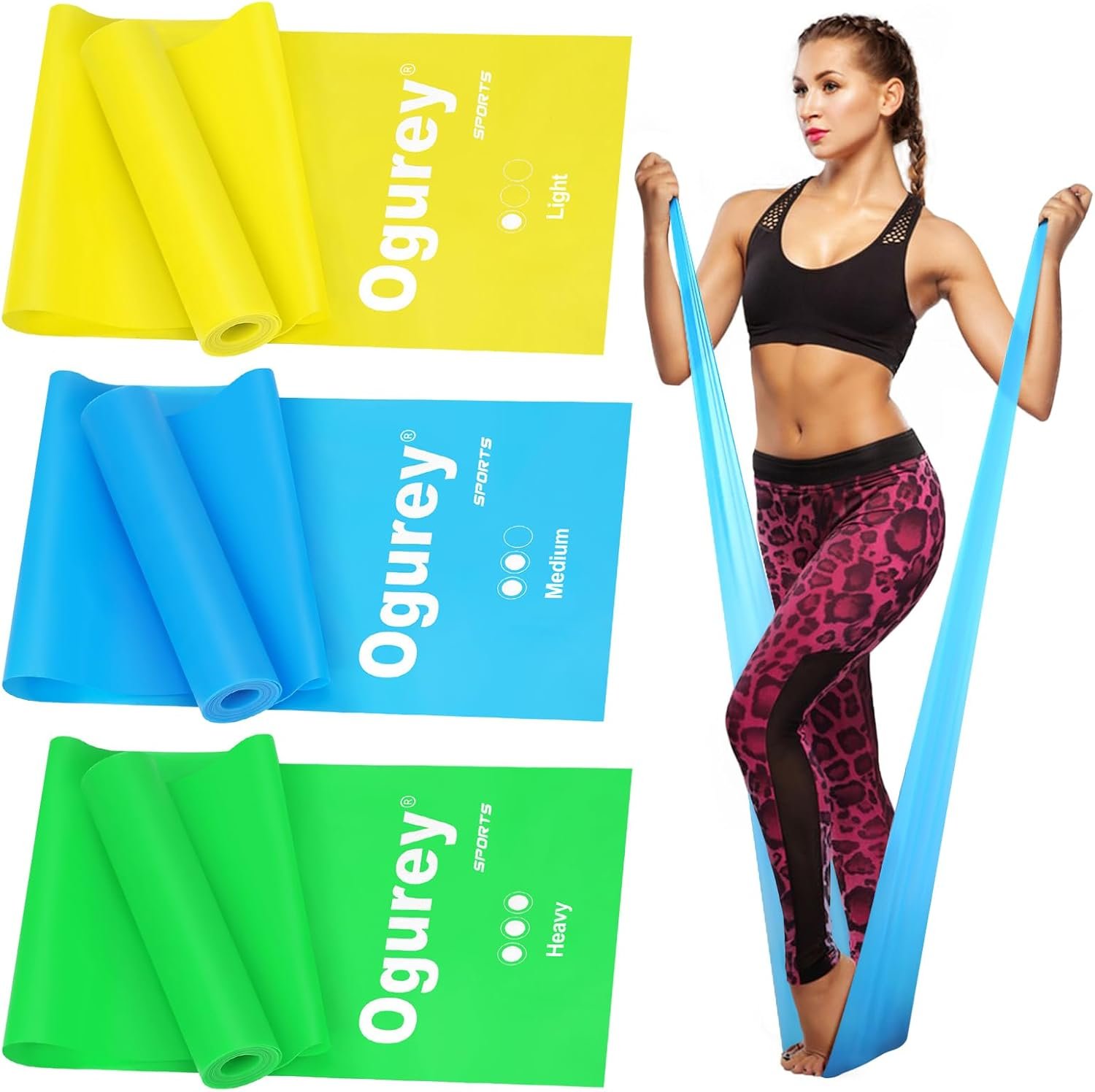 Resistance Bands, Professional Exercise Bands, Physical Therapy Bands for Strength Training, Yoga, Pilates, Stretching, Recovery, Stretch Elastic Band for Working Out, Workout Bands for Home Gym