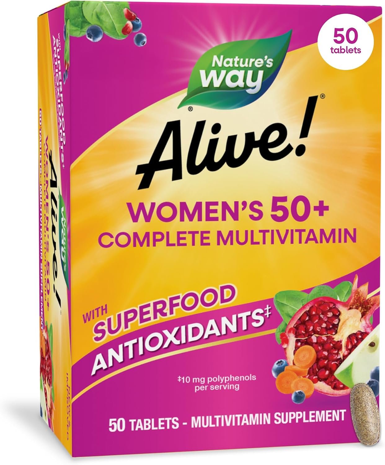 Nature’s Way Alive! Women’s 50 Plus Complete Multivitamin Tablets, 50 ct