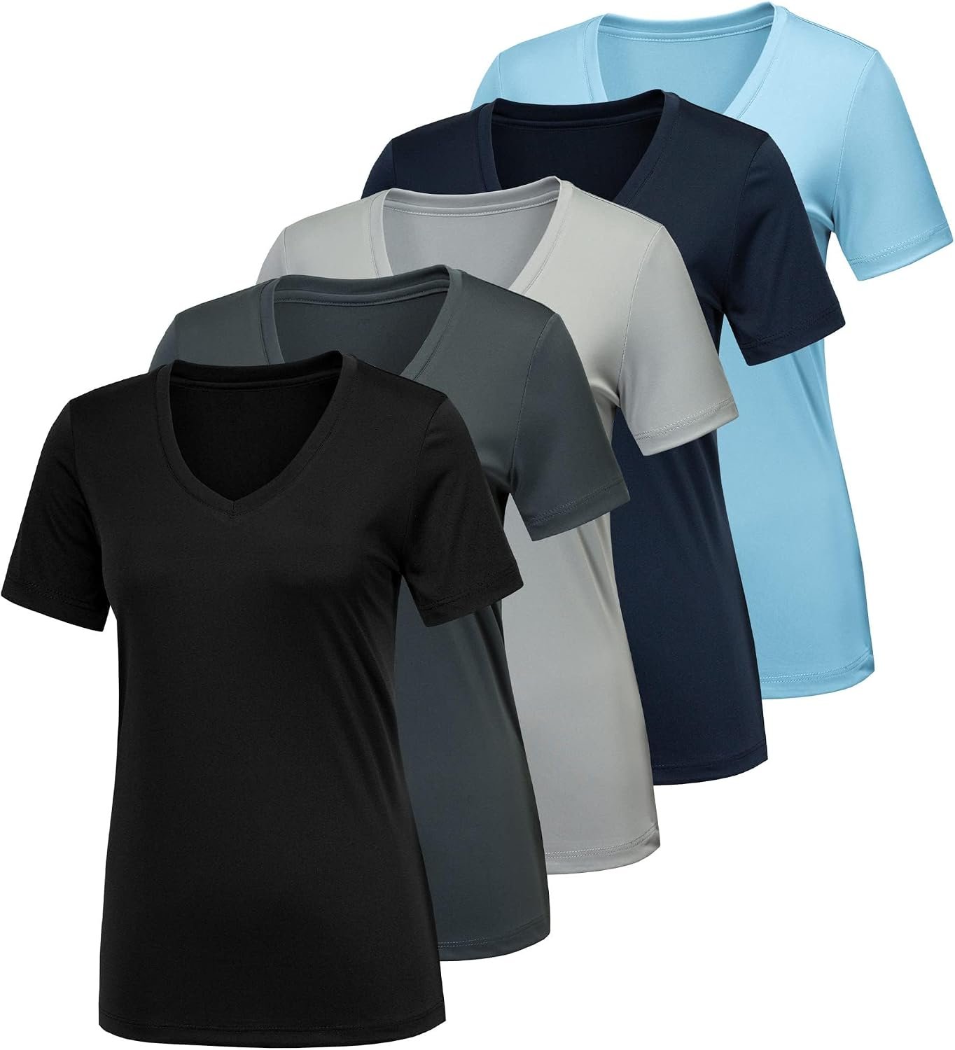 CE’ CERDR 5/7 Pack Women’s Workout Shirts Quick Dry V Neck Athletic T Shirt