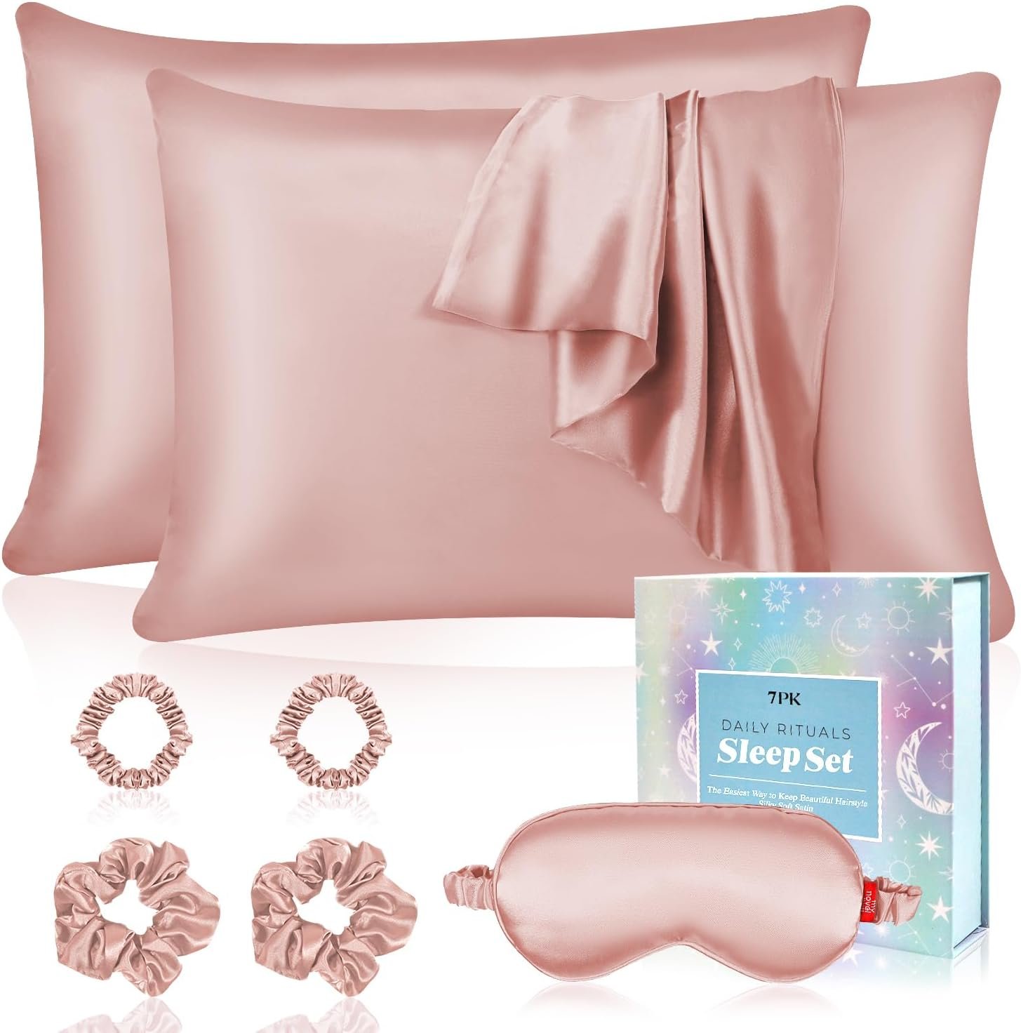 my novel things Satin Pillowcase Gift with Silk Satin Sleep Mask Scrunchies