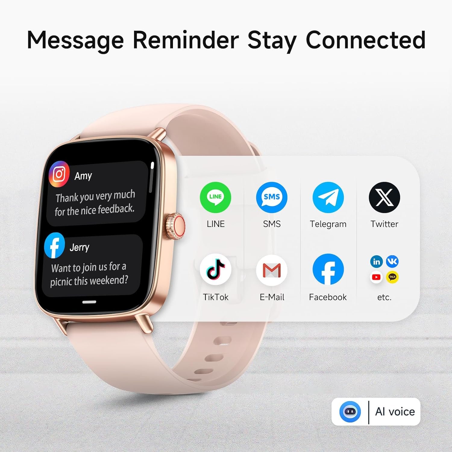 Smart Watch for Women, 1.85″ HD Smartwatch (Answer/Make Calls), 2 Bands