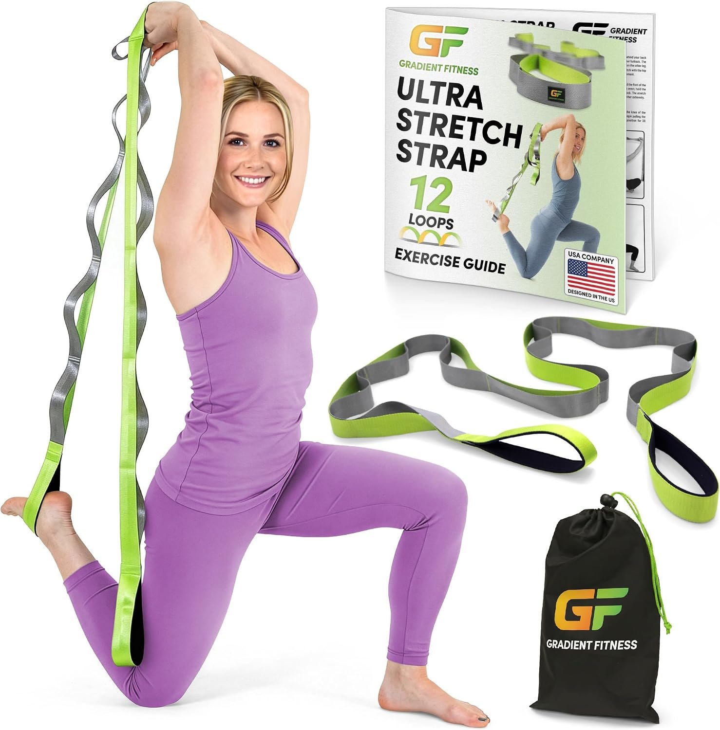 Physical Therapy Stretch Strap with 12 Loops – 1.5 Inch Width