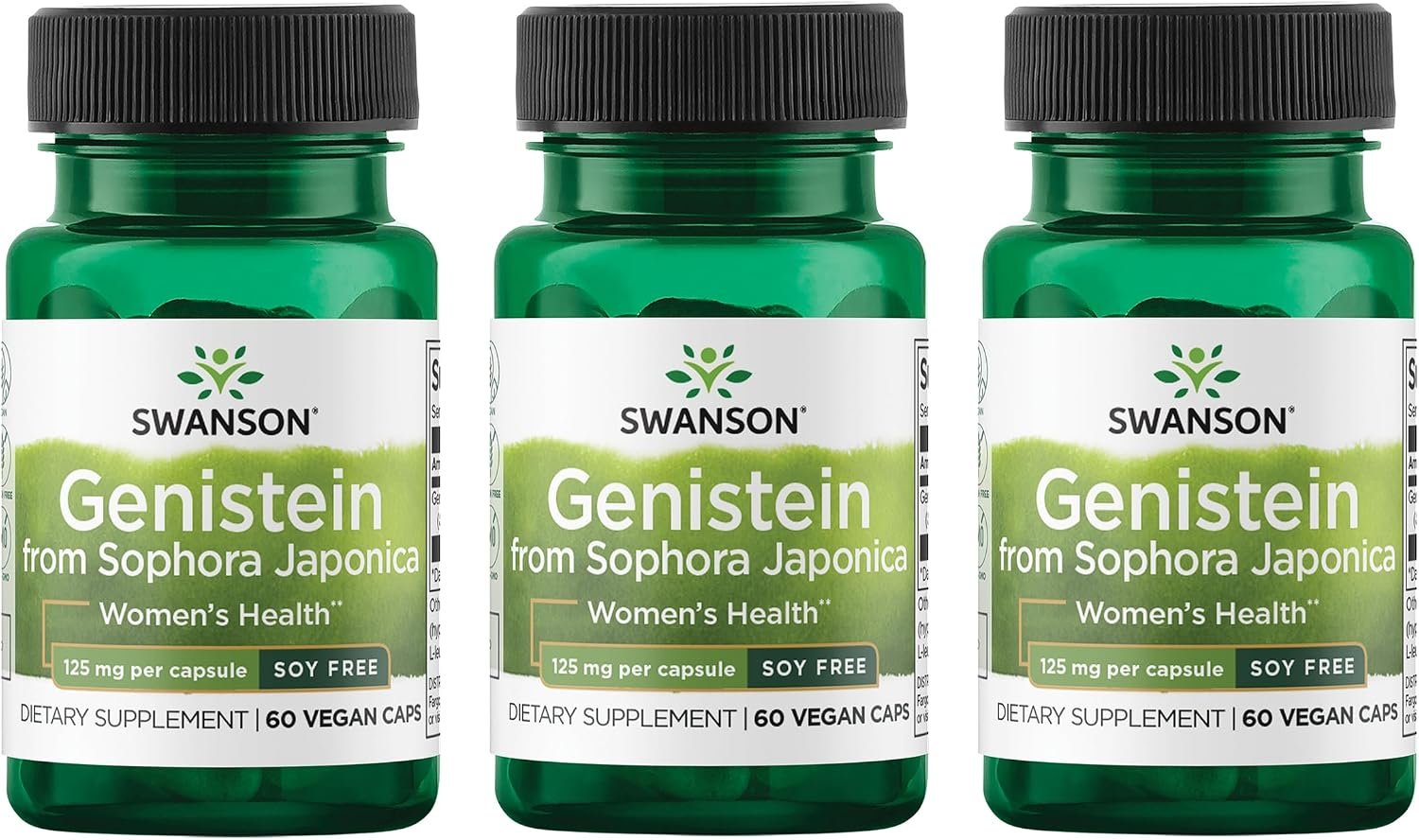 Swanson Soy-Free Genistein Supplement, 125 mg, 60 Vegan Capsules, 3 Pack
