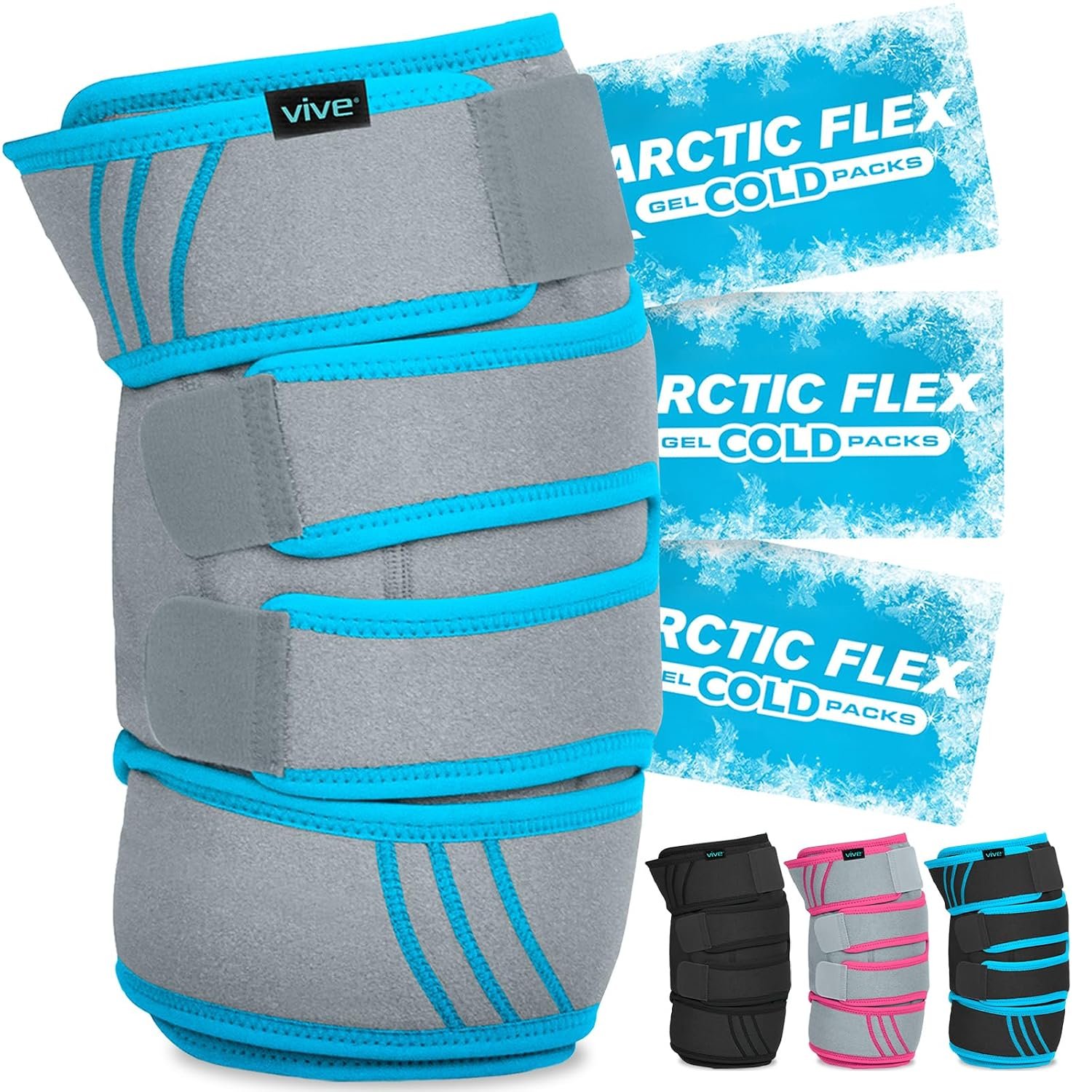 Vive Knee Ice Pack Wrap – Cold/Hot Gel Compression Brace for Pain Relief