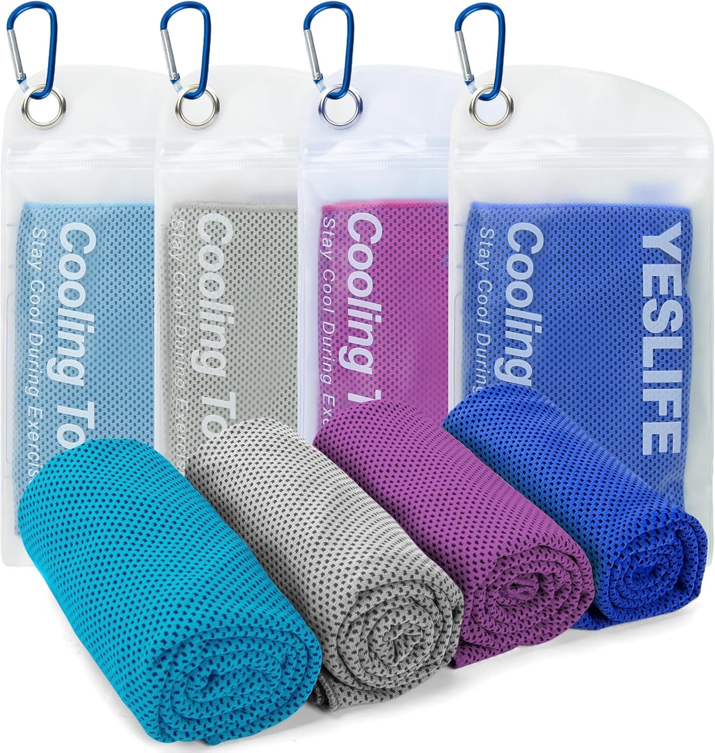 YESLIFE 4-Pack Cooling Towels (40″x 12″), Cooling Neck Wraps, Ice Towel