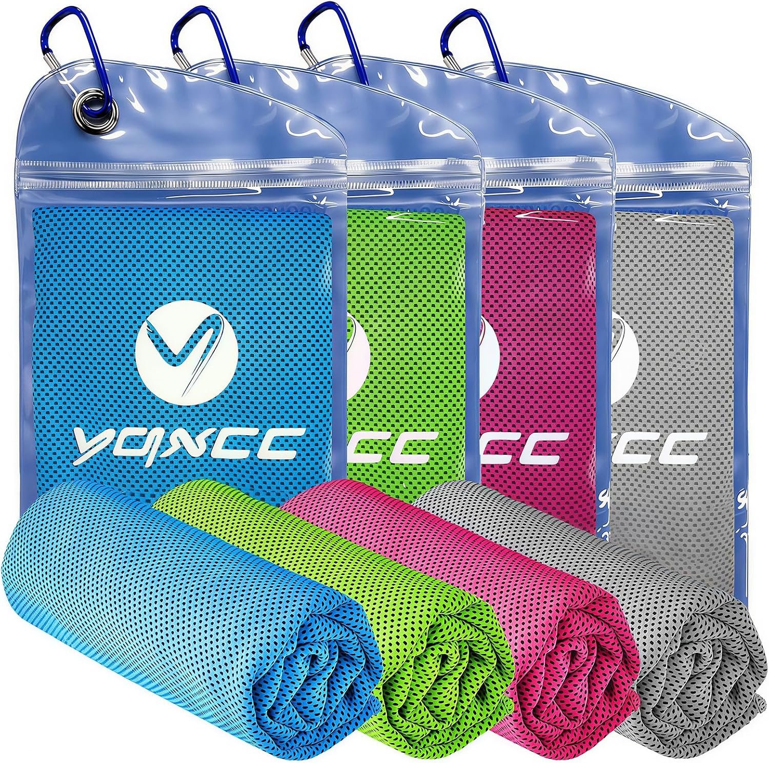 YQXCC 4 Pack Cooling Towels, 40″x12″, Ice Cool Towels for Neck & Face