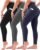 SUNCLOVE 3 Pack Leggings with Pockets for Women High Waisted Tummy Control Soft Yoga Pants Womens Workout Gym Leggings