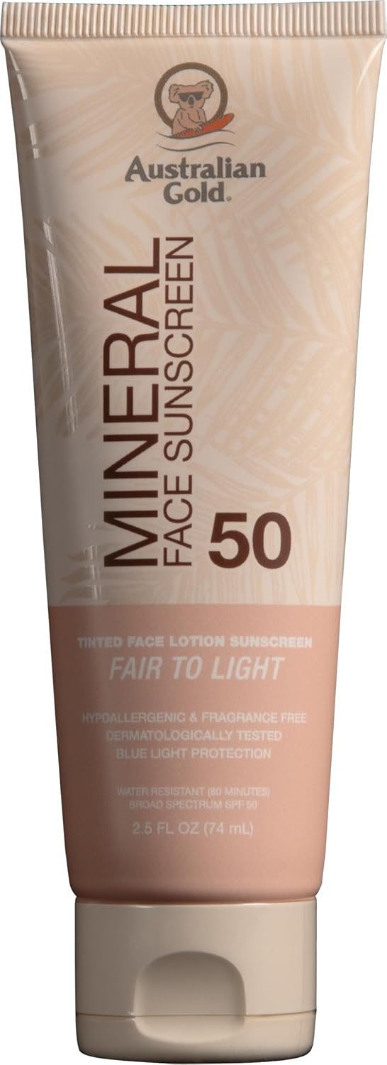 Australian Gold Tinted Mineral Face Sunscreen SPF 50 | Fair to Light Tint