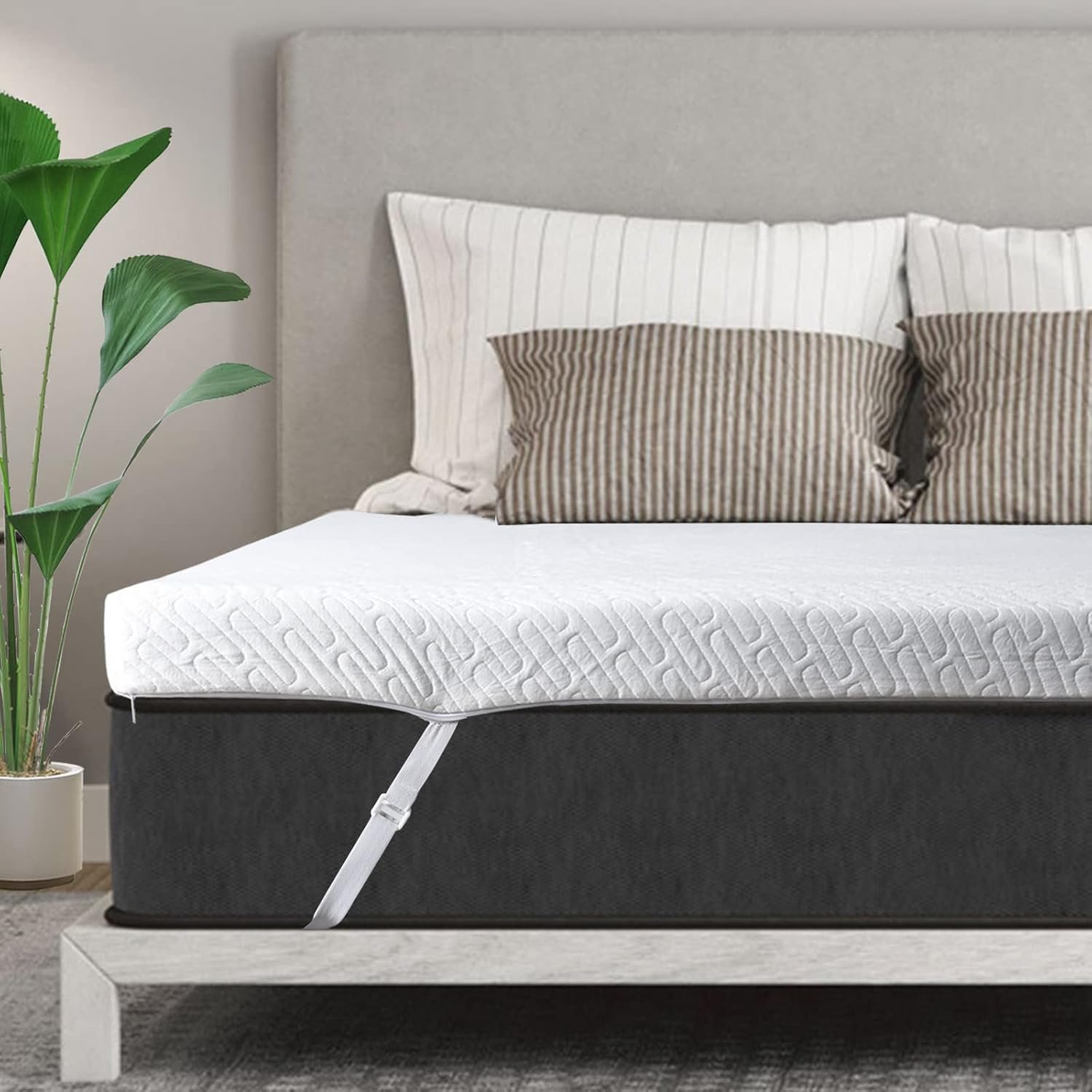 VALUXE 3 Inch Gel Memory Foam Mattress Topper Queen Size High Density Cooling Pad Pressure Relief Bed Topper (with Removable & Washable Bamboo Cover)