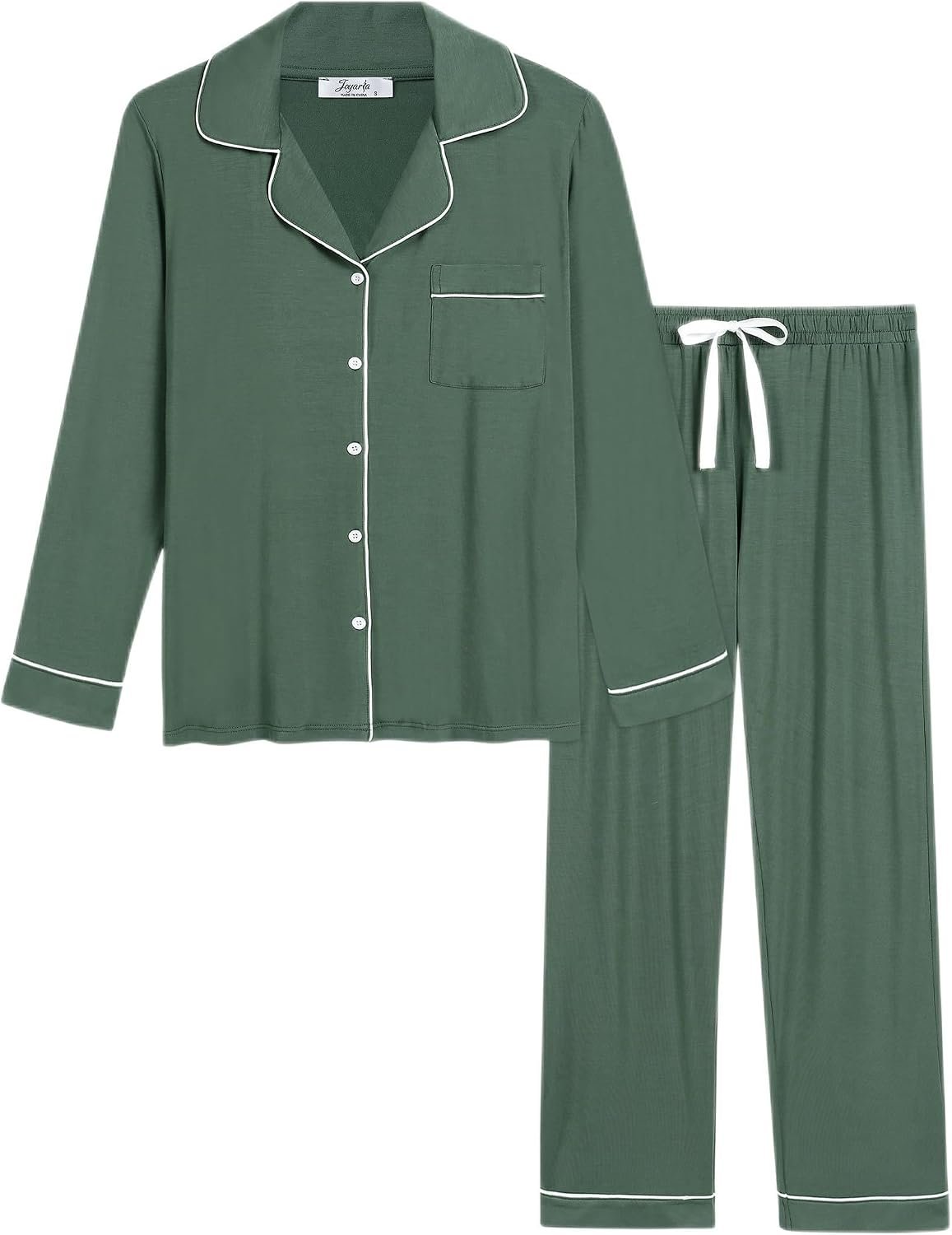 Joyaria Women’s Cooling Bamboo Viscose Pajama Set Long Sleeve Button Front