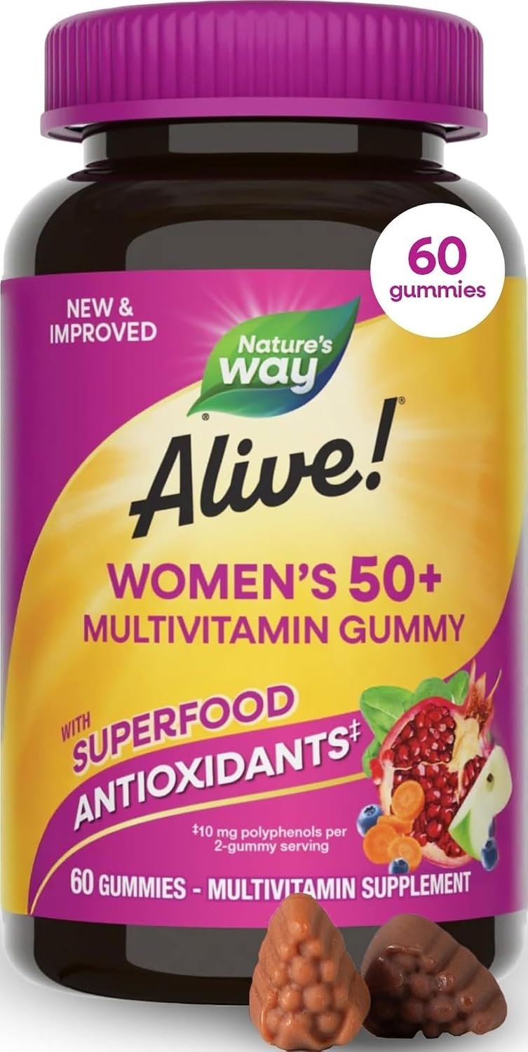 Nature’s Way Alive! Women’s 50+ Multivitamin Gummies, Mixed Berry, 60 ct