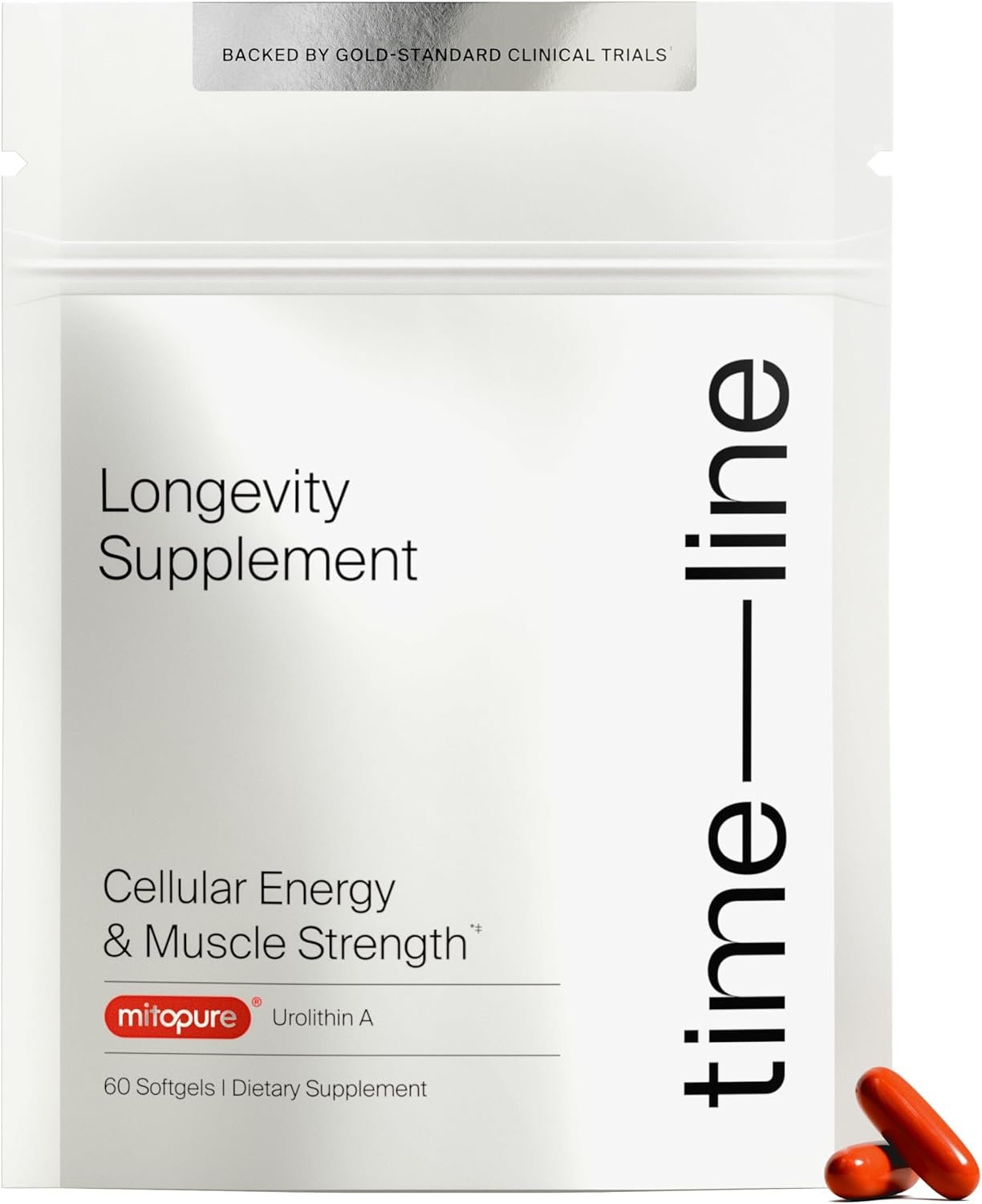 Timeline Mitopure Urolithin A Supplement Softgels – Clinically Proven Support for Healthy Aging and Cellular Renewal – Mitoceutical for Muscle Support and Longevity
