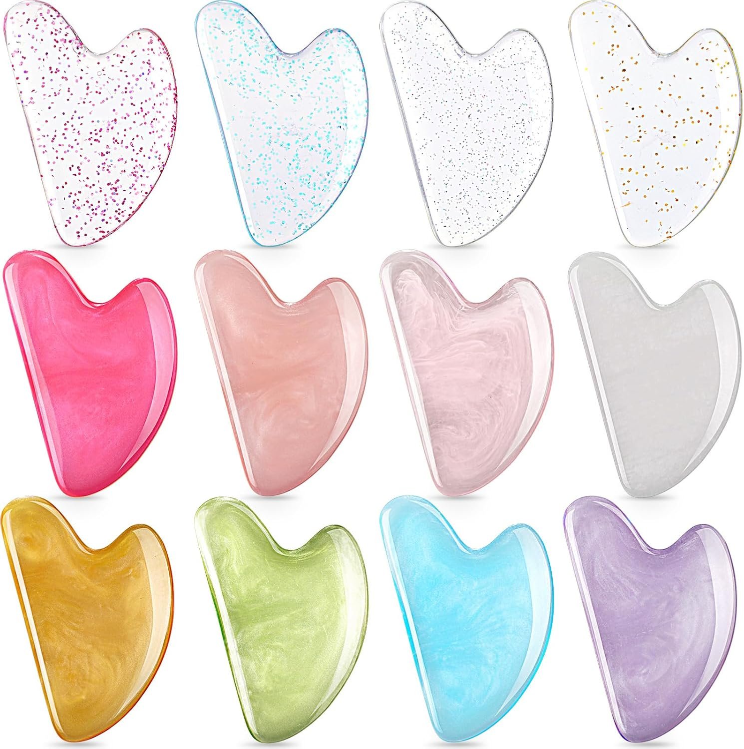 Sherr 12 Pcs Gua Sha Facial Tools Guasha Tool Bulk, Sweet Color