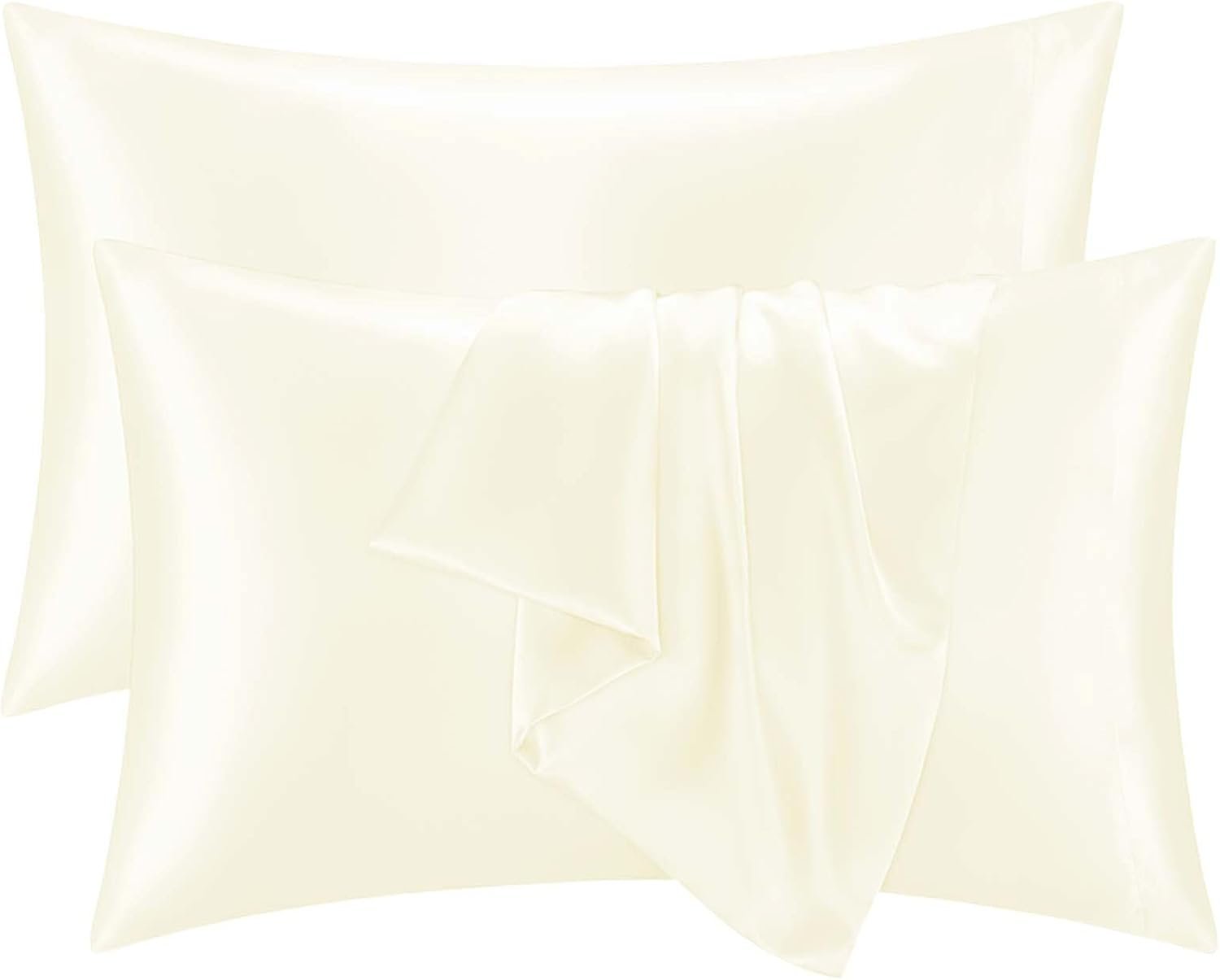 2 Pack Satin Pillowcases Beige Standard Size 20×26 Inch