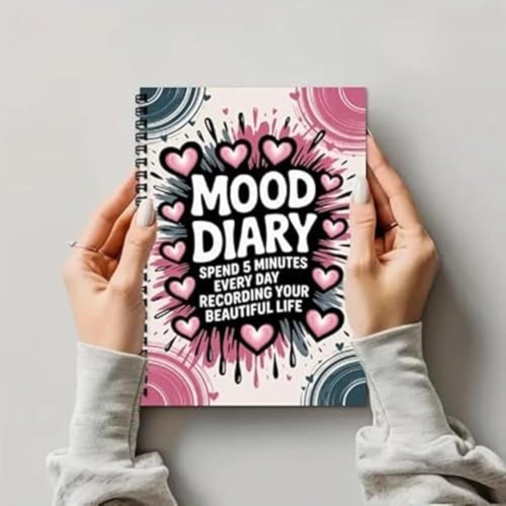 Women’s Journal & Mental Health Journal, A5 Guided Self Care Mood Emotions Diary with Daily Mood Tracker, Wellness Log for Writing Feeling (Heart-C)