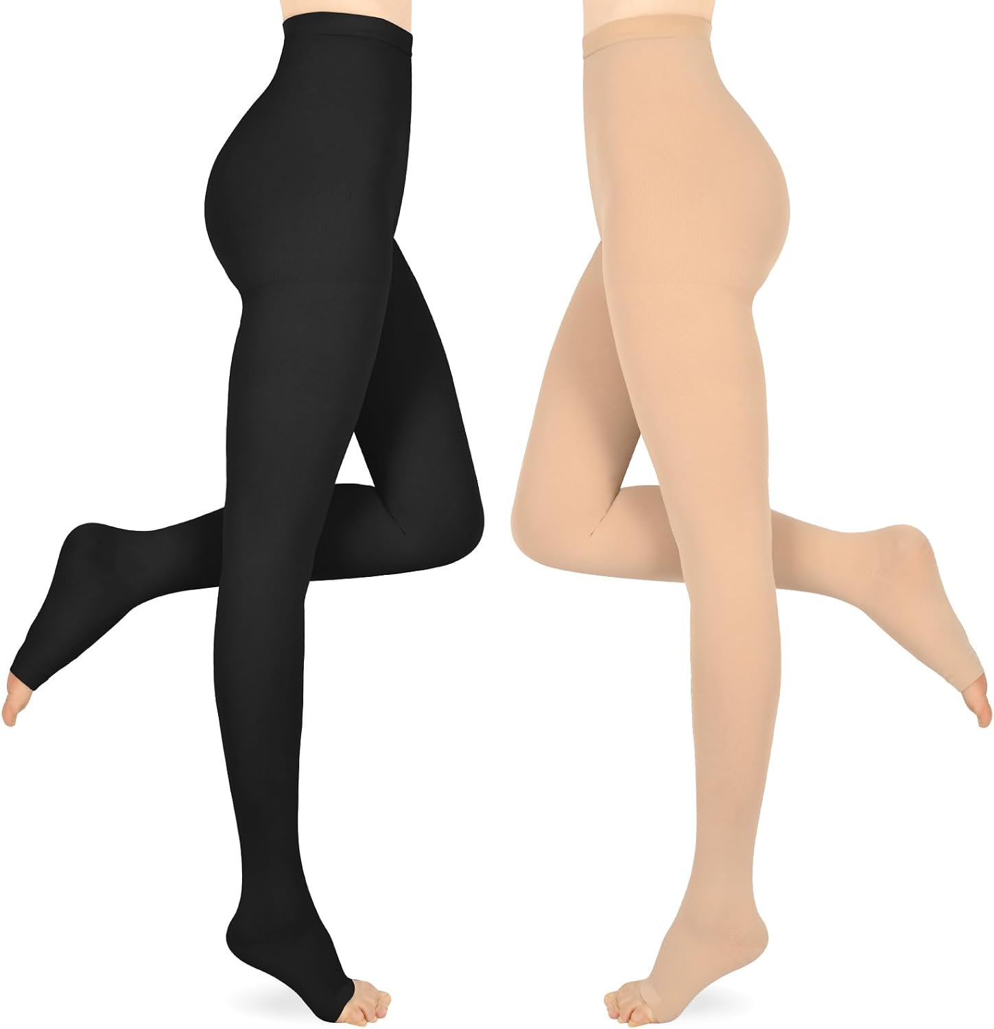 15-20mmHg Compression Pantyhose Stockings for Women & Men, 2 Pairs