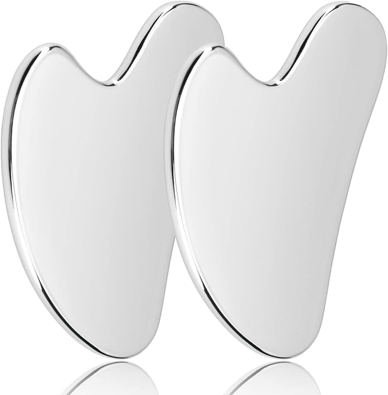 2Pcs Gua Sha Facial Tools Guasha for Face – Stainless Steel Gua Sha Tool – Massager Tool for Jawline & Chin,Fascia Massage Tool, Lymphatic Drainage Massager a
