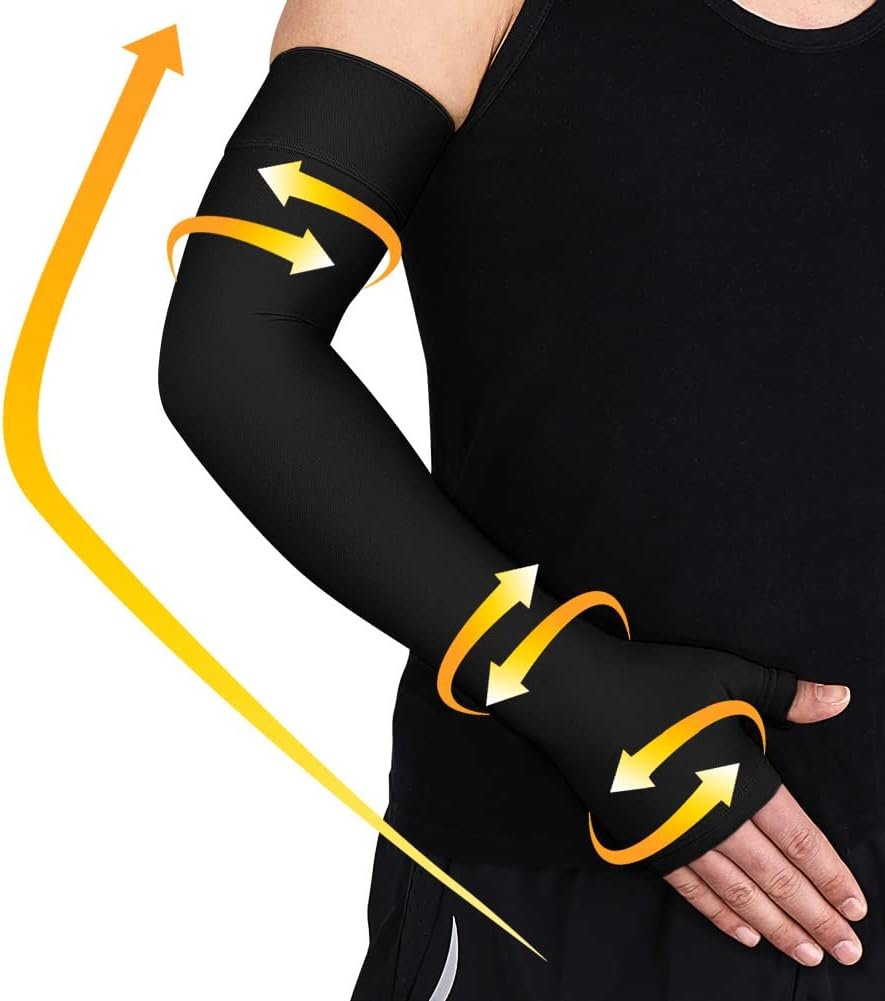 beister Lymphedema Medical Compression Arm Sleeve with Gauntlet for Men & Women (Single), 20-30 mmHg Full Arm Support with Dot Silicone Band, Graduated Compression Arm Brace for Swelling, Arthritis