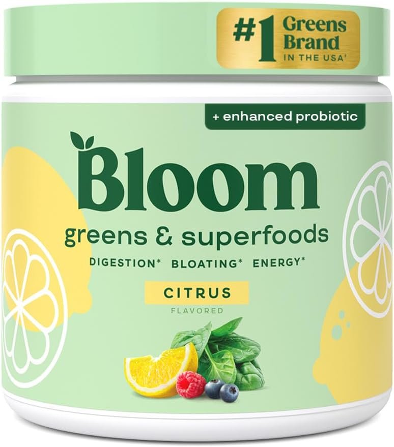 Bloom Nutrition Superfood Greens Powder, Citrus, 30 Servings