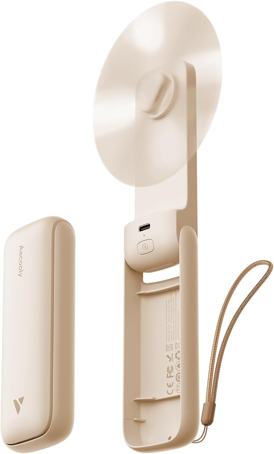 Aecooly Slim Portable Fan, Thin Handheld Fan, USB Rechargeable