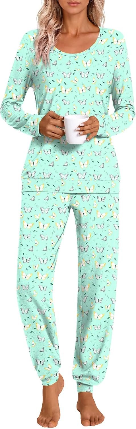 HOTGIFT Women Pajamas Sets, 2 Piece Ladies Lounge Set with Pockets