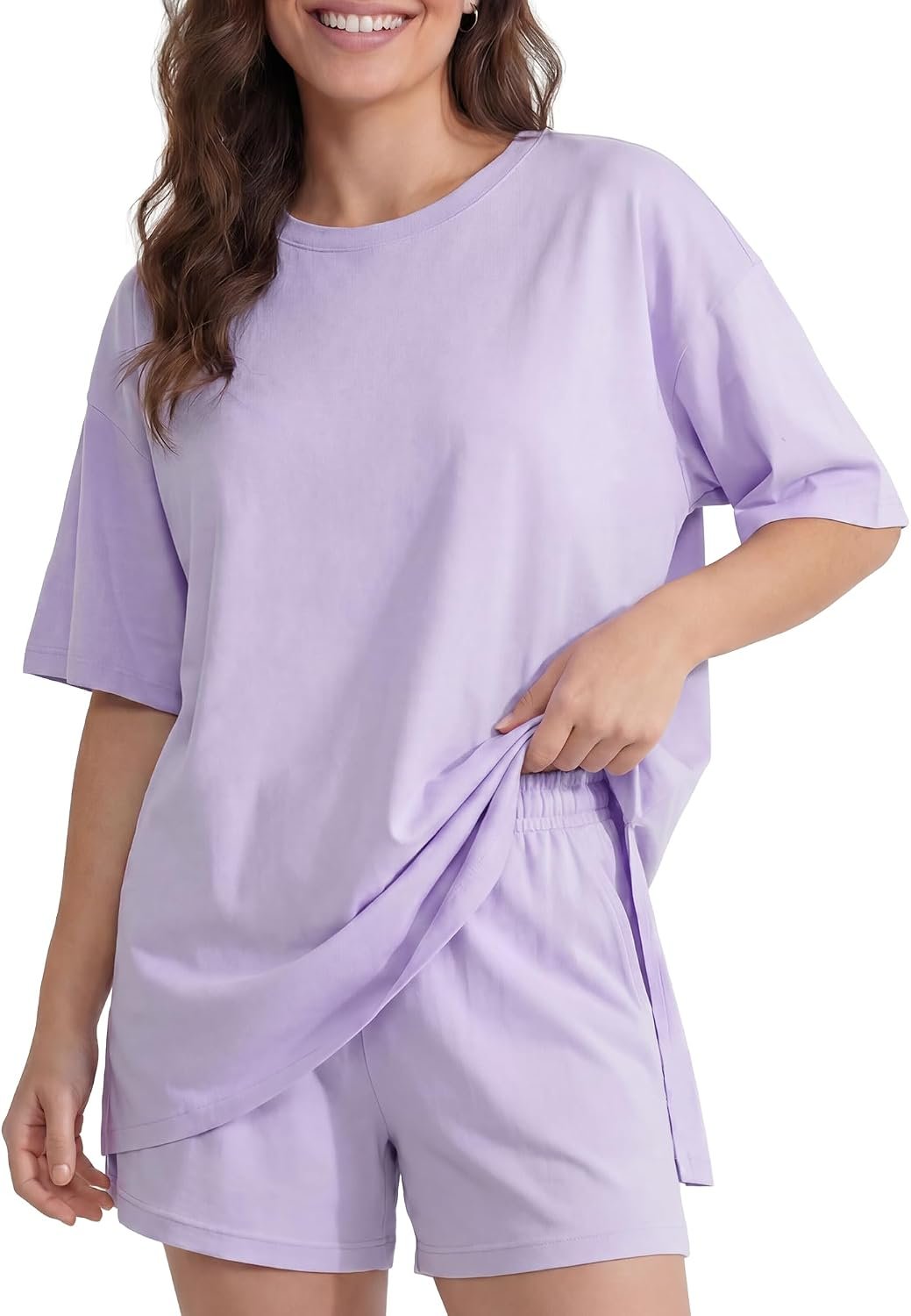 DAVID ARCHY Cooling Pajamas for Women Set Oversize Summer Sleepwear