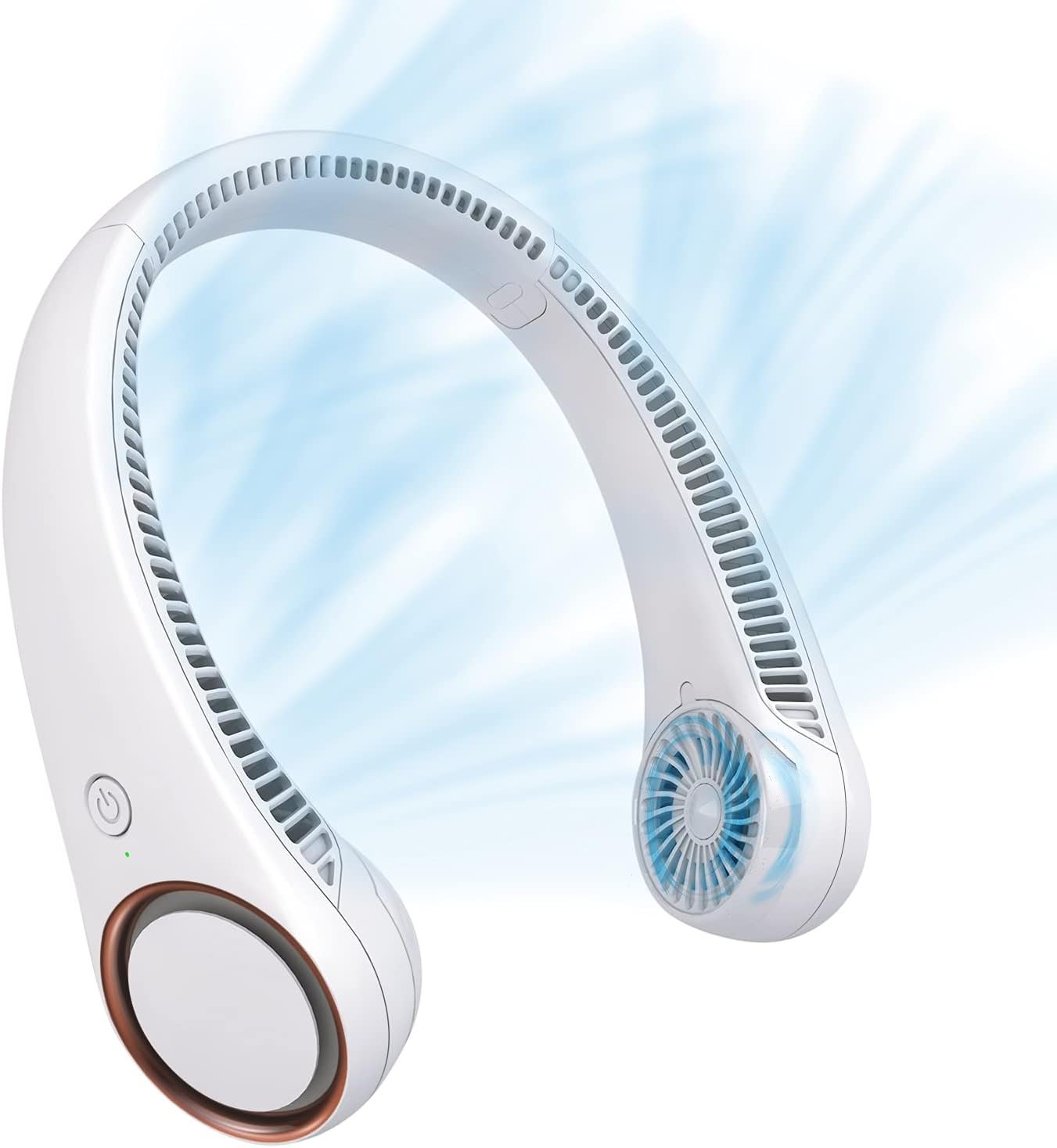 CIVPOWER Neck Fan: Portable Personal Neck Cooling Rechargeable Bladeless Fan – Hands Free 3 Speed 4000 mAh Battery USB Operated Wearable Headphone Design – Gift for Men Women Outdoor (White)