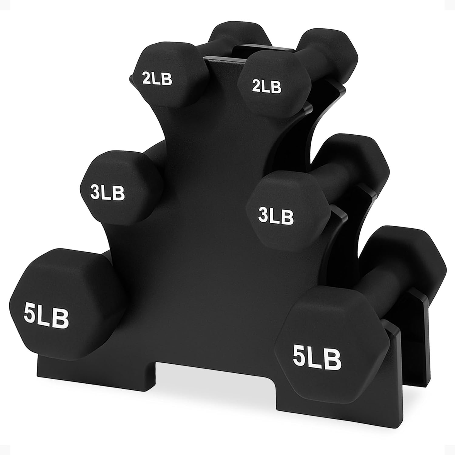 BalanceFrom Neoprene Dumbbell Set with Rack – Non-Slip Strength Training Weights for Home Gym & Fitness Equipment, Multiple Sizes