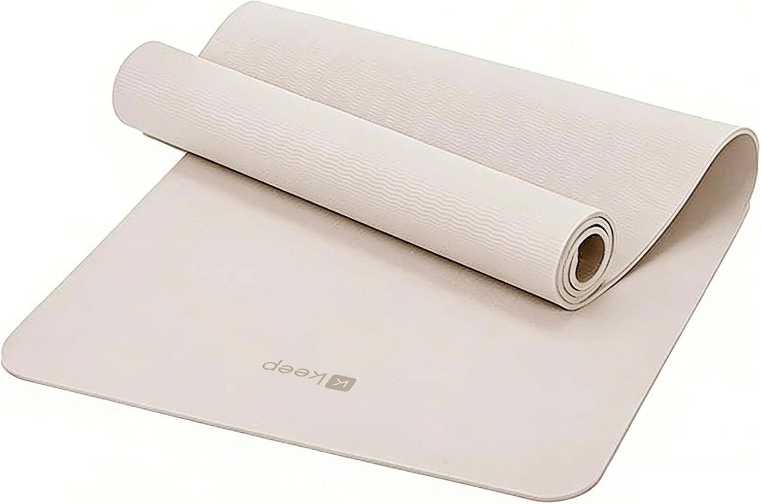 Keep 72″ x 24″ TPE Yoga Mat Non Slip, 1/4 Inch (6mm) Exercise Mat for Home Workout, Gym, Yoga, Pilates & Stretching with Carrying Strap, Oat White