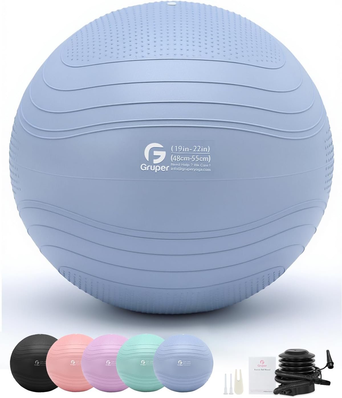 Gruper Yoga Ball, Extra Thick Exercise Ball for Workout Pregnancy Stability