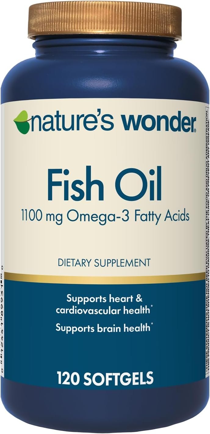 Nature’s Wonder Fish Oil 1100mg Omega-3 Fatty Acids EPA & DHA,120 Softgels