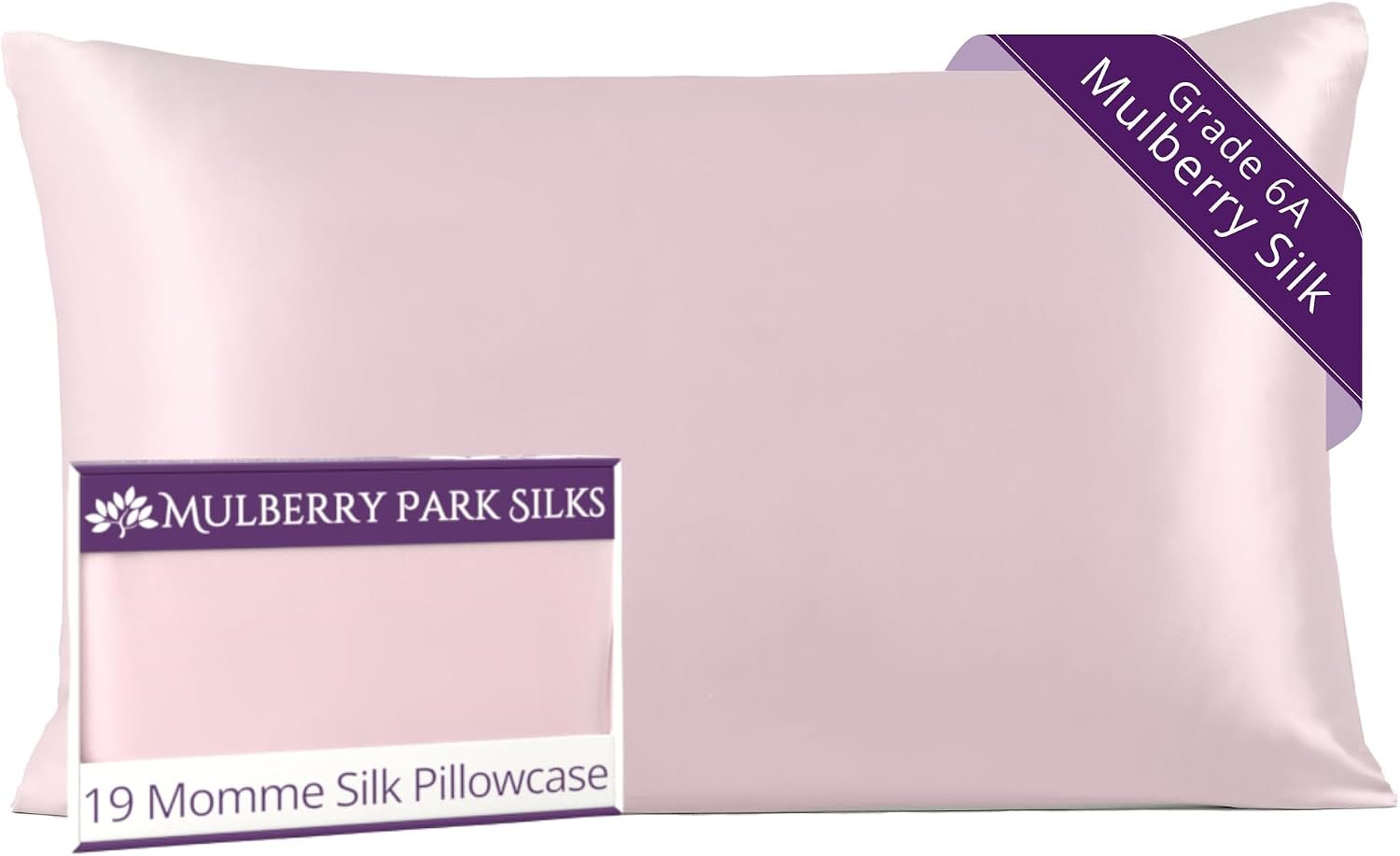 100% Mulberry Silk Pillowcase 19 Momme Envelope Closure – Pink/Standard