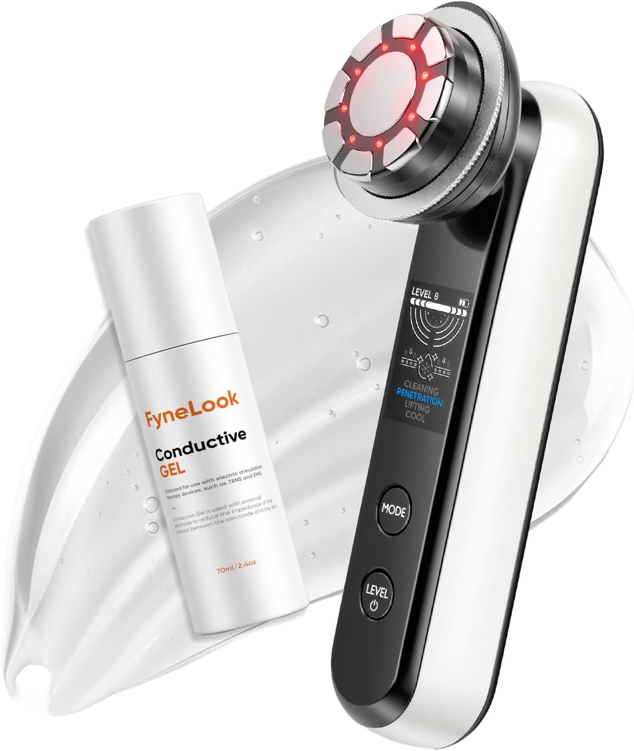 Microcurrent Facial Device with Red Light &Cooling for Puffiness