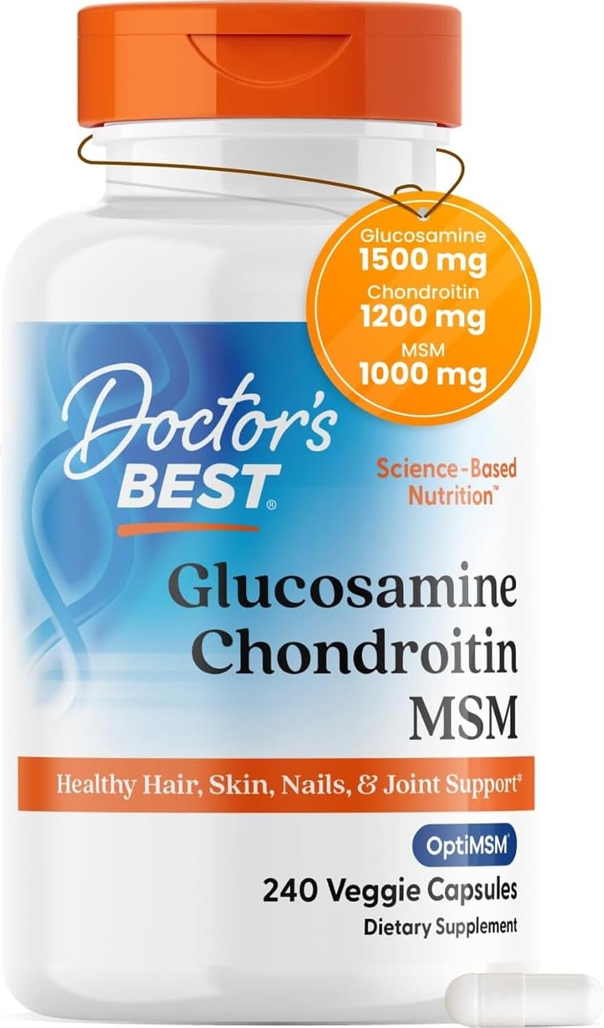 Doctor’s Best Glucosamine Chondroitin MSM, Non GMO, 240 Capsules
