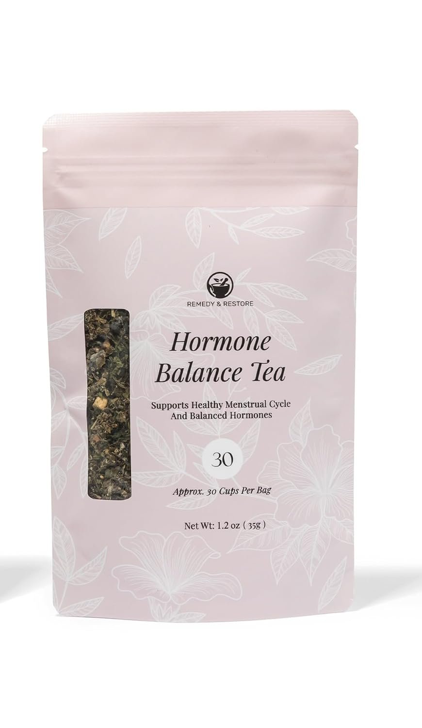 Remedy & Restore Herbal Tea for Hormone Balance – Natural Menstrual Cycle Support, Spearmint Flavor, Loose Leaves, 1 Count